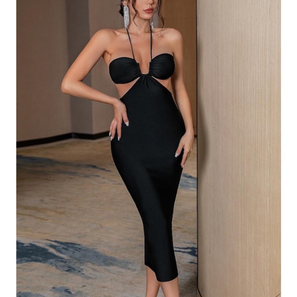 Black Cutout Midi Dress